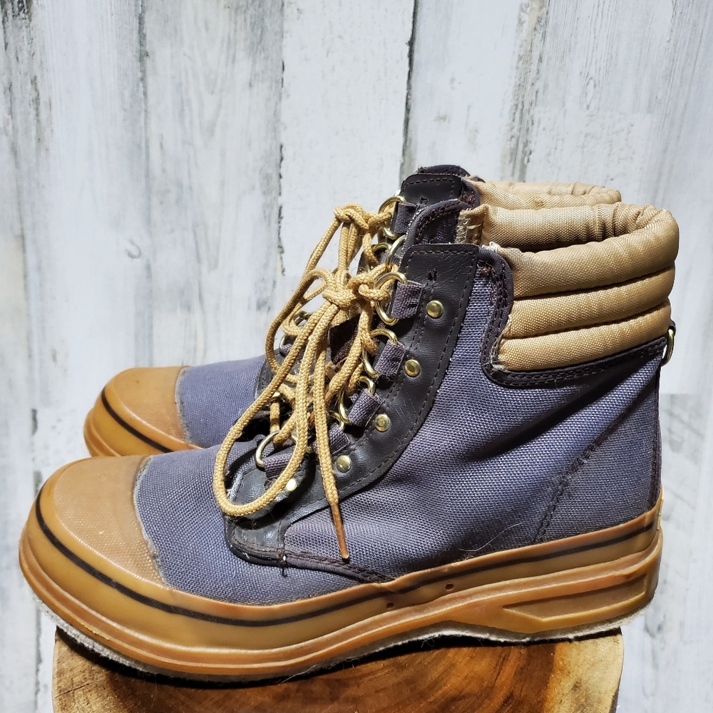 Vintage Hodgman Lakestream Fishing Boots Felt Bottom Gray Canvas Men's 8